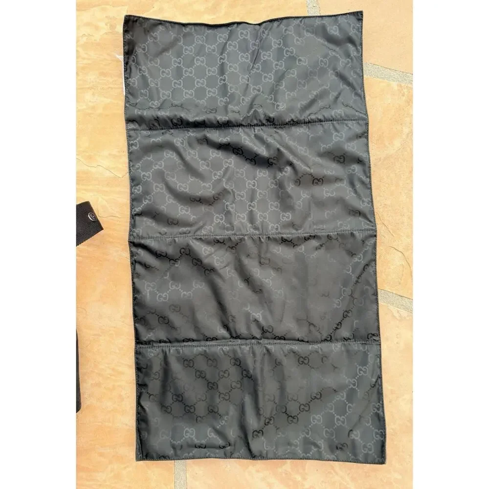 Gucci GG Black Diaper Nappy Baby Bag Canvas/Leather Trim w/Changing Mat Lsaja